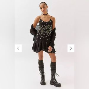 UO Sienna Floral Embroidered Mini Dress